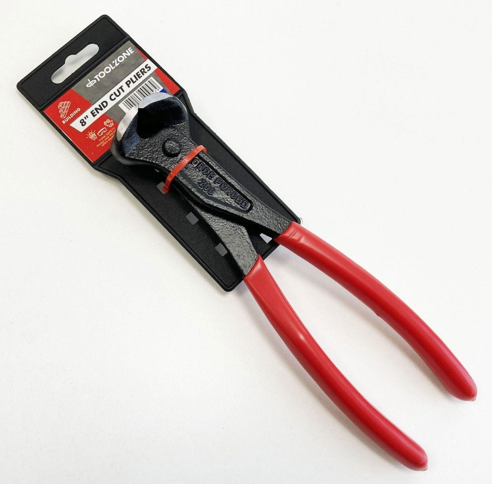 END CUT PLIERS 8 RED PVC DIPPED HANDLES - TOOLZONE KDPPL224
