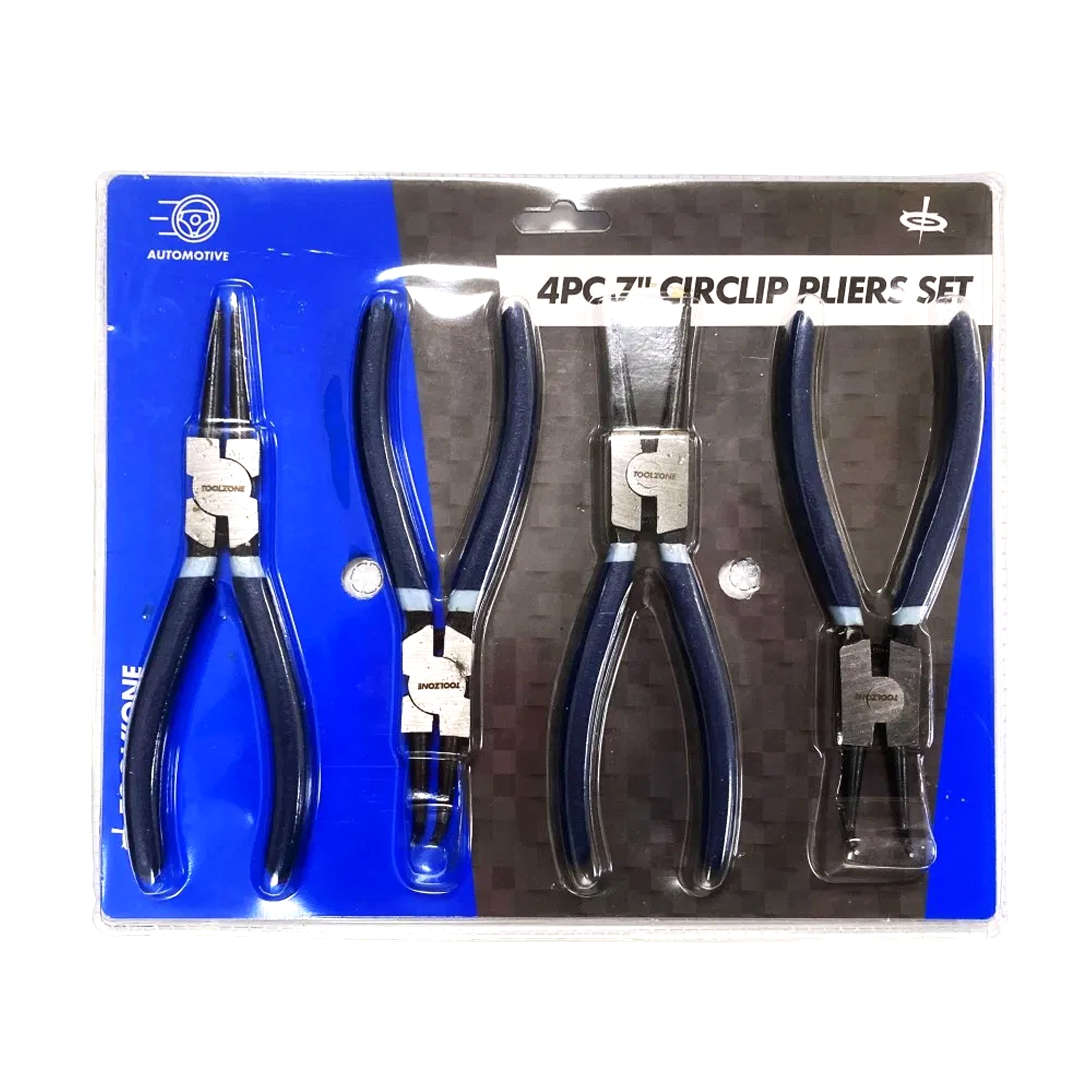 CIRCLIP PLIERS SET 4PC 7 INTERNAL AND EXTERNAL STRAIGHT AND BENT - TOOLZONE KDPPL241