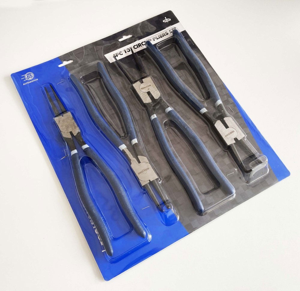 CIRCLIP PLIERS SET 4PC 13 INTERNAL AND EXTERNAL STRAIGHT AND BENT - TOOLZONE KDPPL243