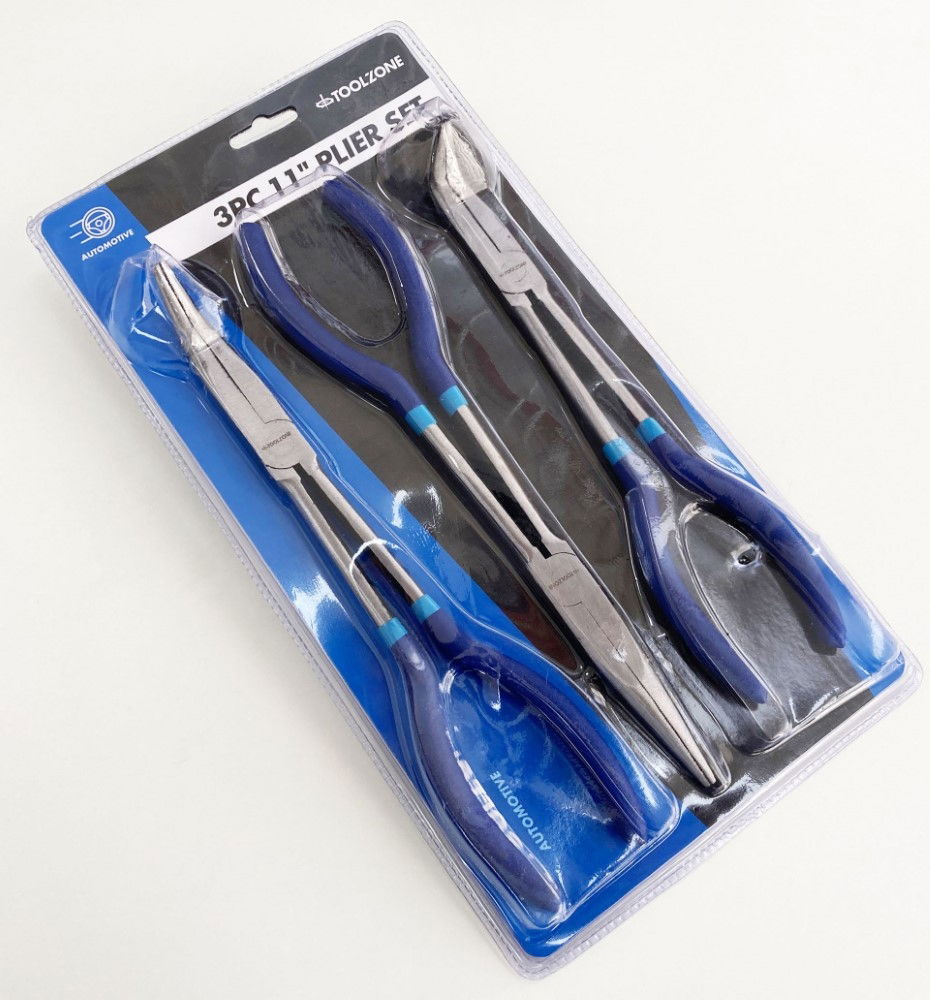 LONG NOSE PLIERS SET 3PC 11 STRAIGHT 45° 90° - TOOLZONE KDPPL270