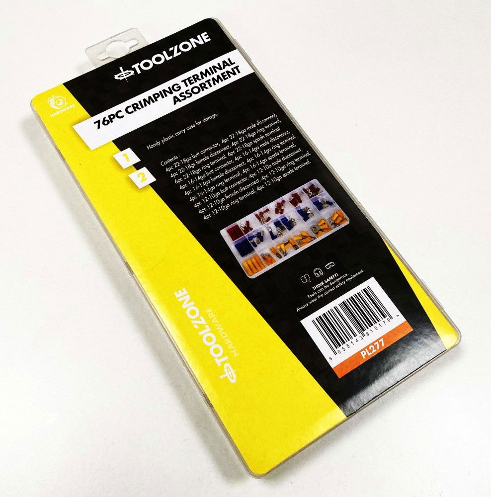 TERMINALS ASSORTMENT BOX 76PC 12-10ga 16-14ga 22-18ga - TOOLZONE KDPPL277
