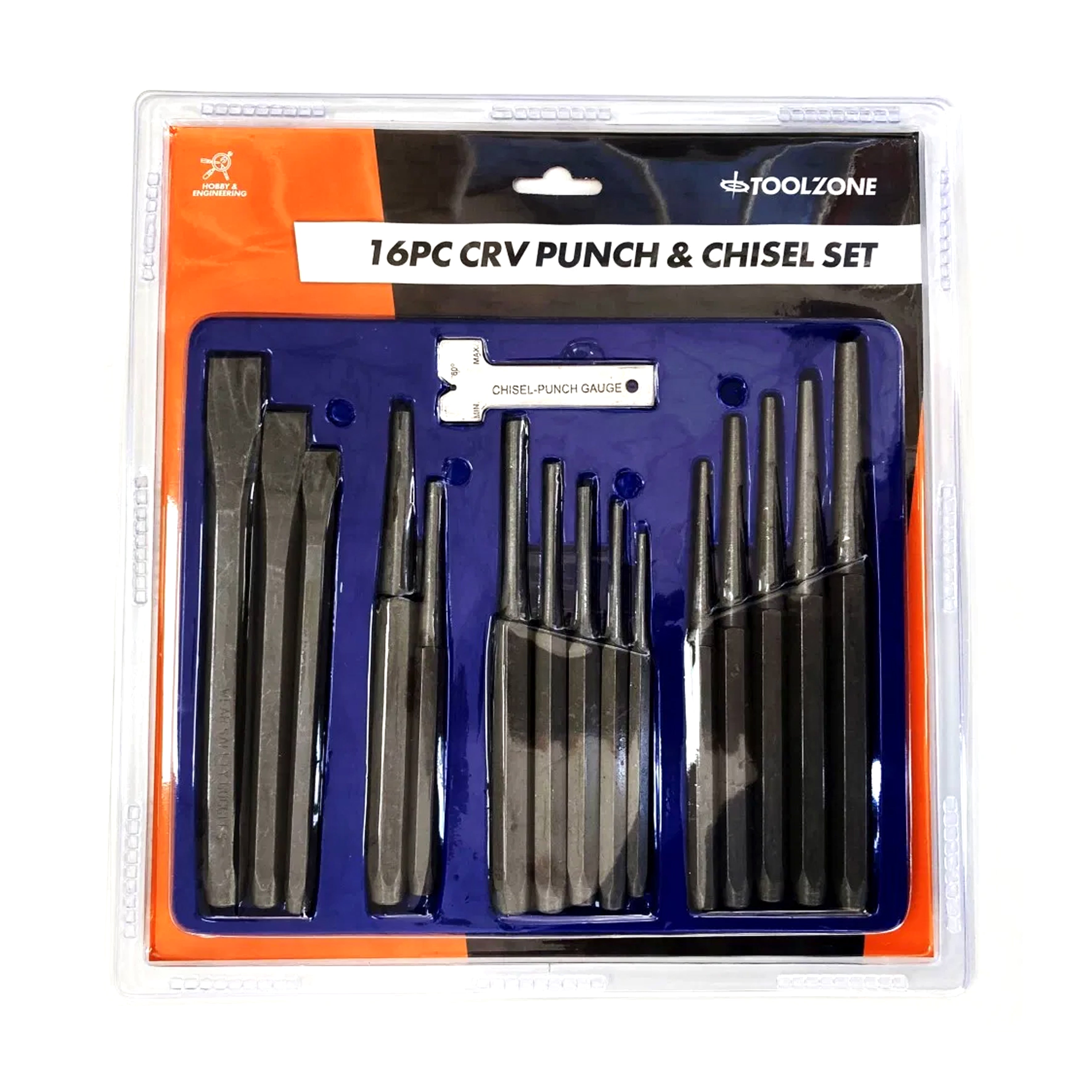 PUNCH AND CHISEL SET 16PC CRV 6150 TEMPERED - TOOLZONE KDPPN004