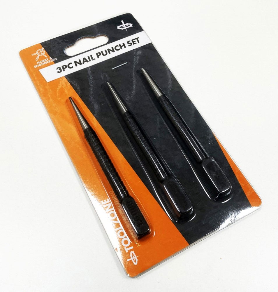 NAIL PUNCH SET 3PC 1/16, 3/32, 1/8 ALLOY STEEL - TOOLZONE KDPPN096