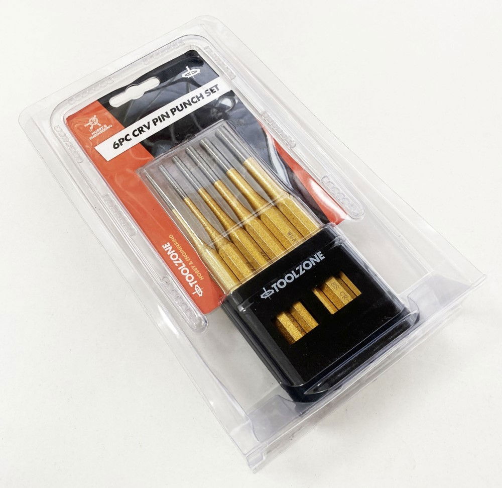 PIN PUNCH SET 6PC 3mm, 4mm, 5mm, 6mm, 7mm, 8mm CHROME VANADIUM - TOOLZONE KDPPN101