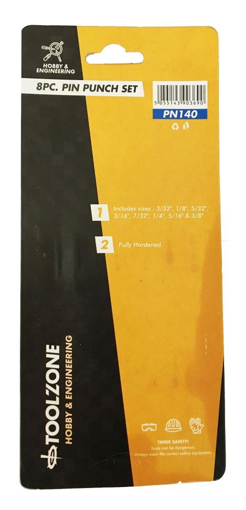 PIN PUNCH SET 8PC 3/32 TO 3/8 - TOOLZONE KDPPN140