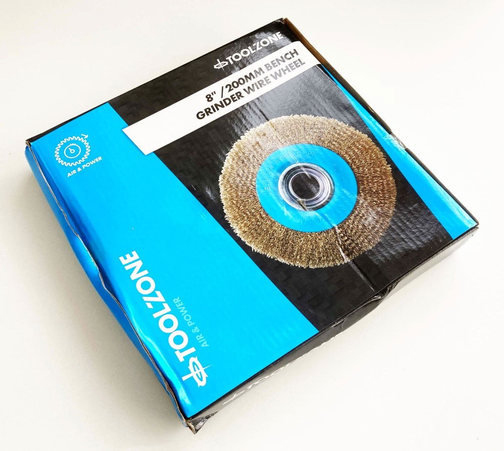 WIRE WHEEL 8 FOR BENCH GRINDER 32mm HOLE WITH BORE ADAPTORS - TOOLZONE KDPPW009