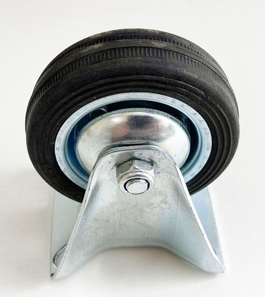 CASTOR FIXED 3 75mm RUBBER WHEEL STEEL PLATE 50kg - TOOLZONE KDPRM006