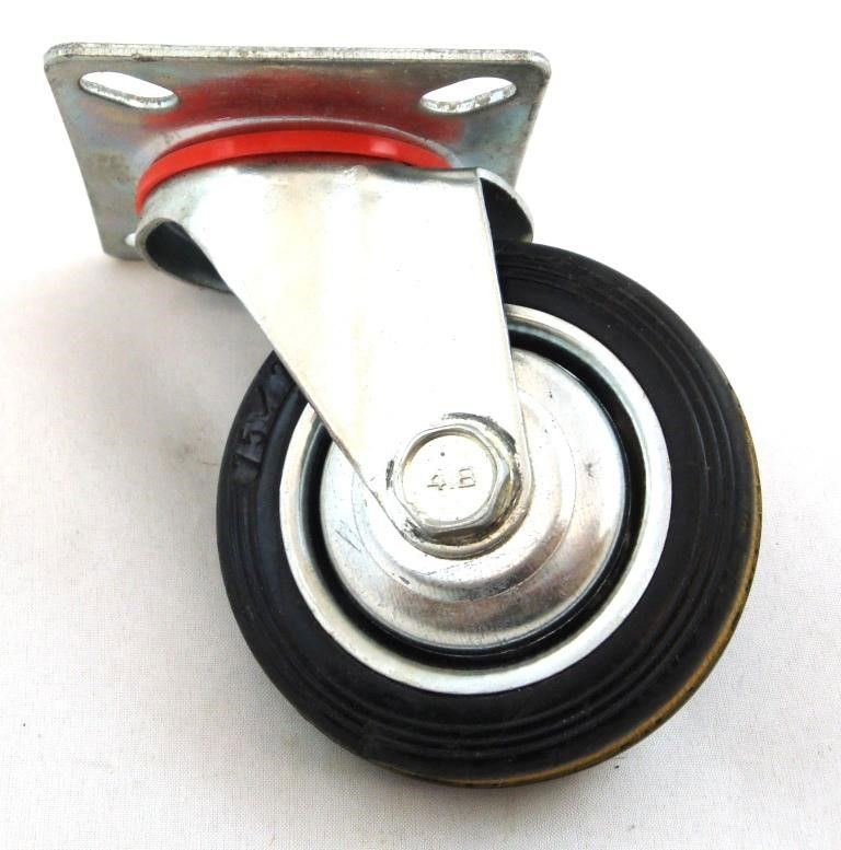 CASTOR SWIVEL 3 72mm RUBBER WHEEL STEEL PLATE 25kg - TOOLZONE KDPRM007