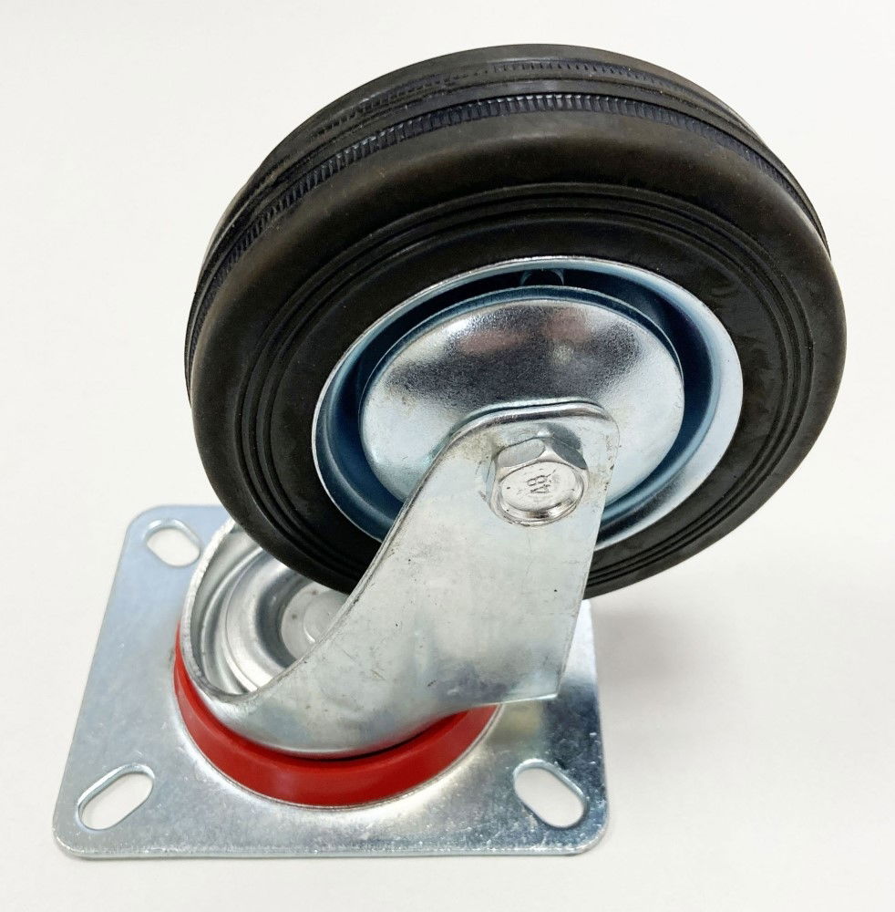 CASTOR SWIVEL 4 100mm RUBBER WHEEL STEEL PLATE 70kg - TOOLZONE KDPRM009