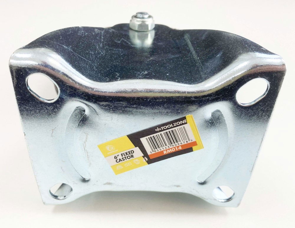 CASTOR FIXED 6 150mm RUBBER WHEEL STEEL PLATE 135kg - TOOLZONE KDPRM014