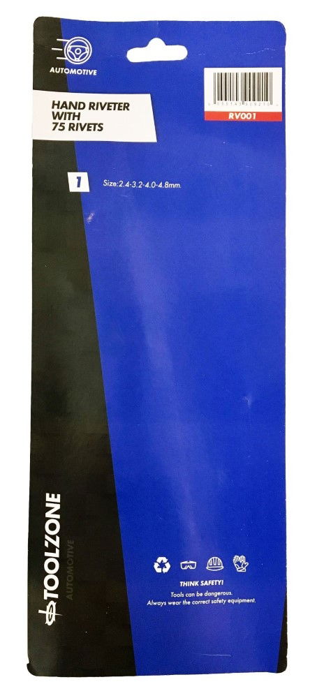 HAND RIVETER WITH 75 RIVETS 4 NOZZLES - TOOLZONE KDPRV001