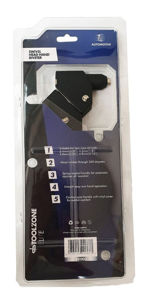 HAND RIVETER SWIVEL HEAD 300mm 2.4-4.8mm - TOOLZONE KDPRV003