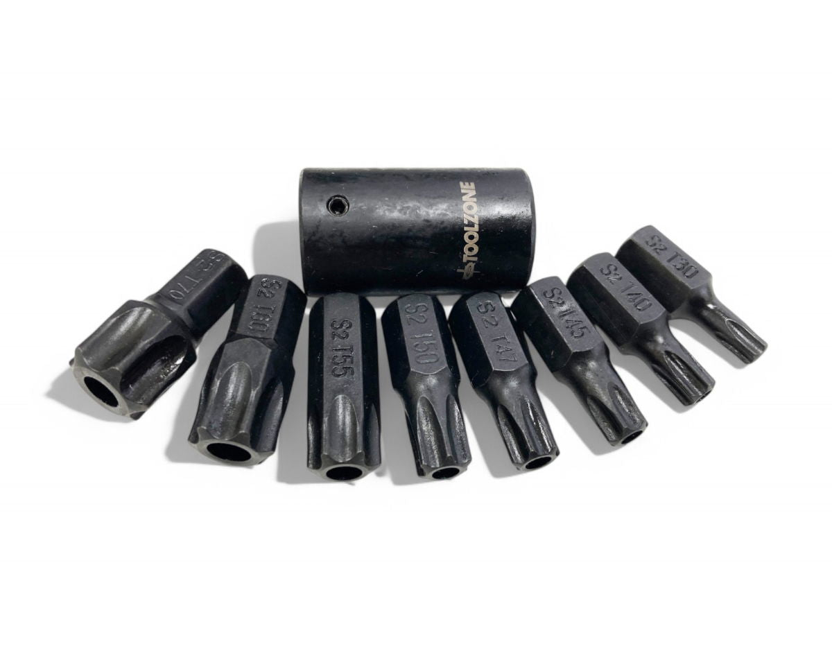 IMPACT STAR BIT SET 9PC T30-T70 1/2 DRIVE - TOOLZONE KDPSD068