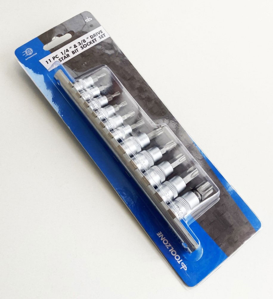 STAR BIT SOCKET SET 11PC T10-T60 ON RAIL - TOOLZONE KDPSD078
