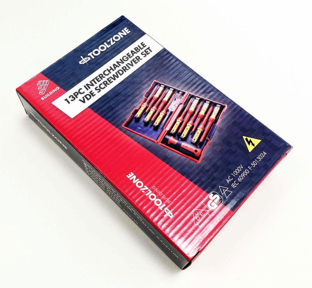 INTERCHANGEABLE VDE SCREWDRIVER SET 13PC WITH VOLTAGE TESTER - TOOLZONE KDPSD082