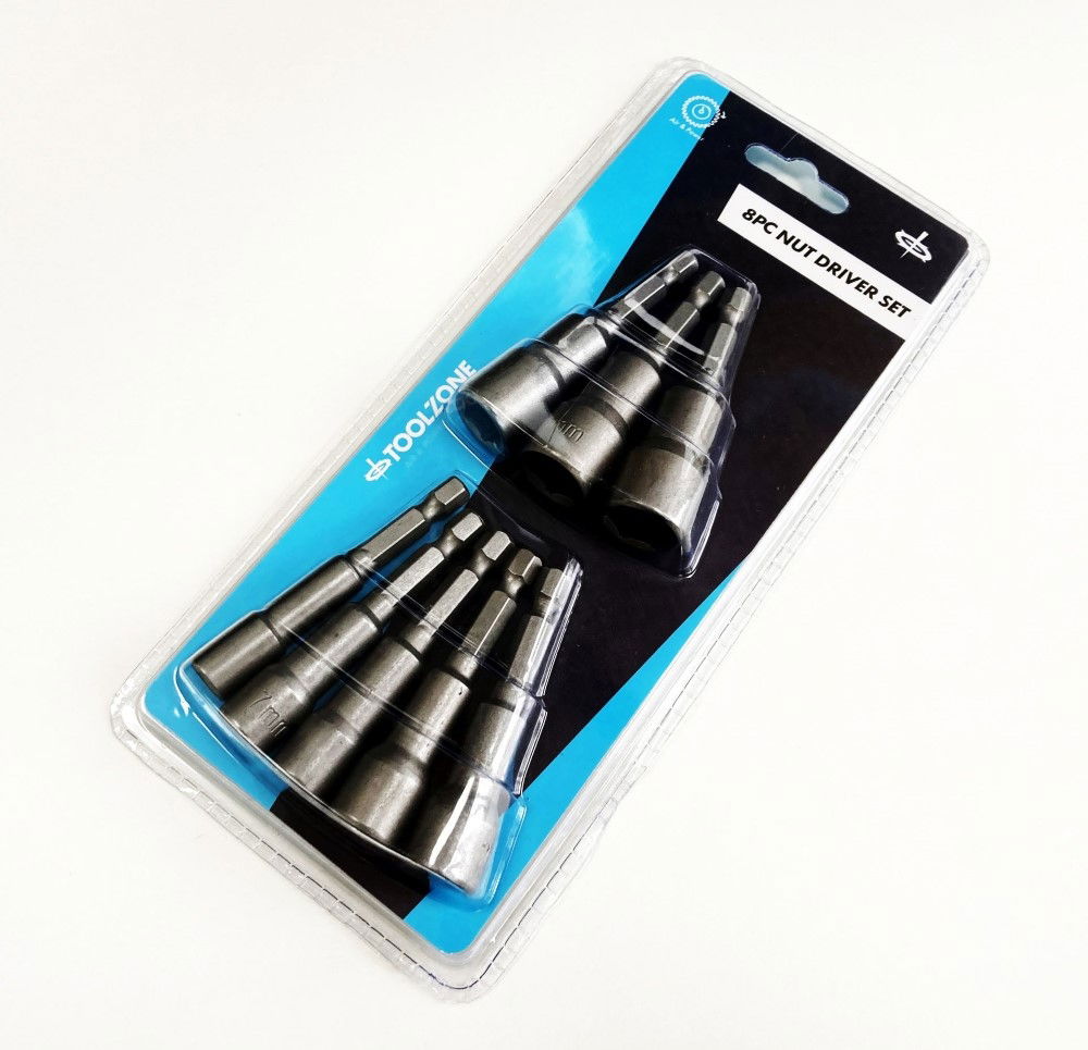 MAGNETIC NUT DRIVER SET 8PC 1/4 DRIVE 6-13mm 65mm LENGTH - TOOLZONE KDPSD083