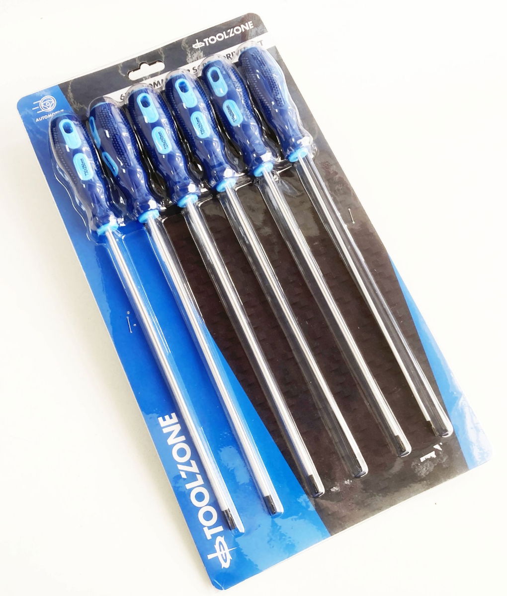 STAR SCREWDRIVER SET 6PC 250mm T10-T30 - TOOLZONE KDPSD089