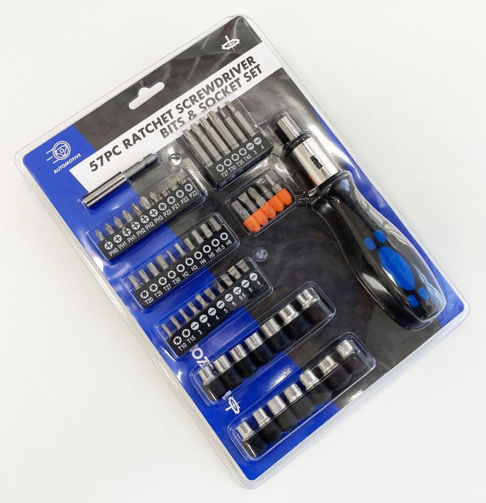 RATCHET SCREWDRIVER AND SOCKET SET 57PC - TOOLZONE KDPSD102