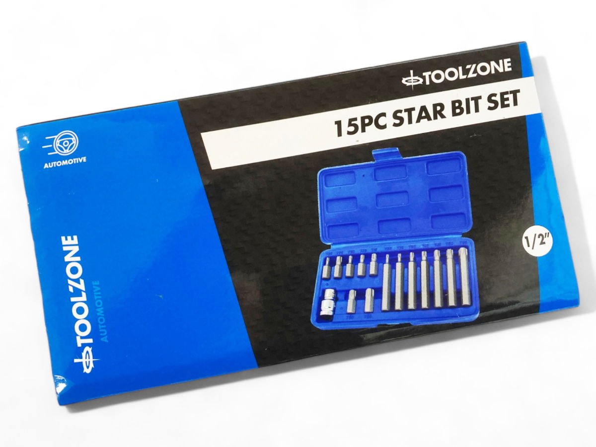 STAR BIT SET 15PC WITH 1/2 ADAPTOR 30mm 75mm - TOOLZONE KDPSD129