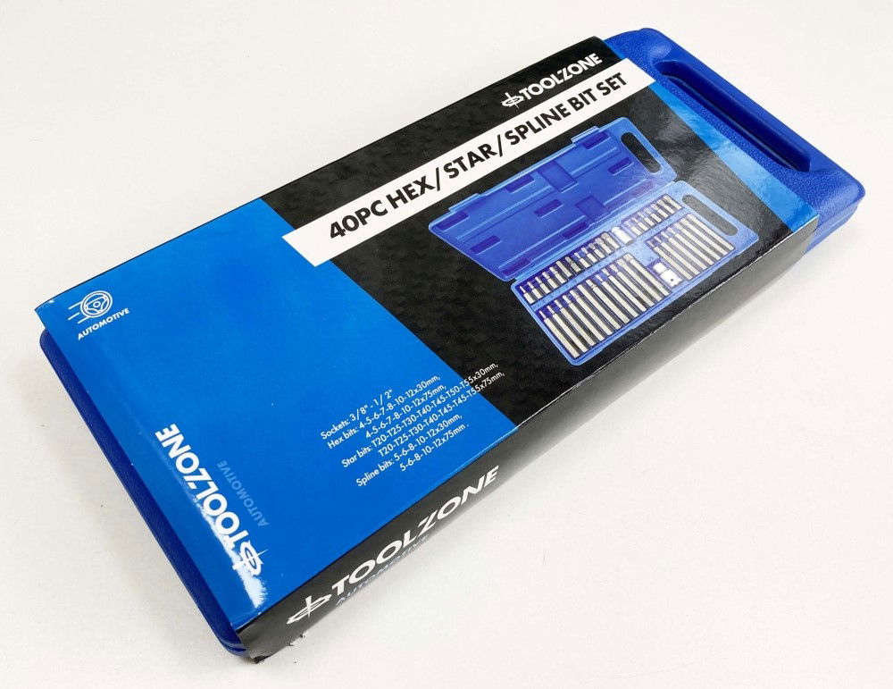 HEX STAR SPLINE BIT SET 40PC 30mm 75mm 3/8 1/2 DRIVE - TOOLZONE KDPSD140