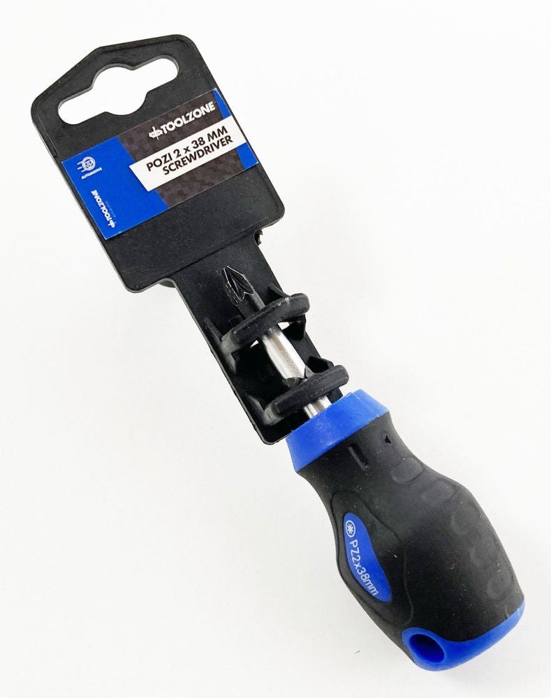 SCREWDRIVER POZI 2 38mm STUBBY - TOOLZONE KDPSD146