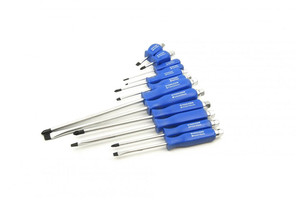 SCREWDRIVER SET HEX SHANK 12PC BLUE - TOOLZONE KDPSD190