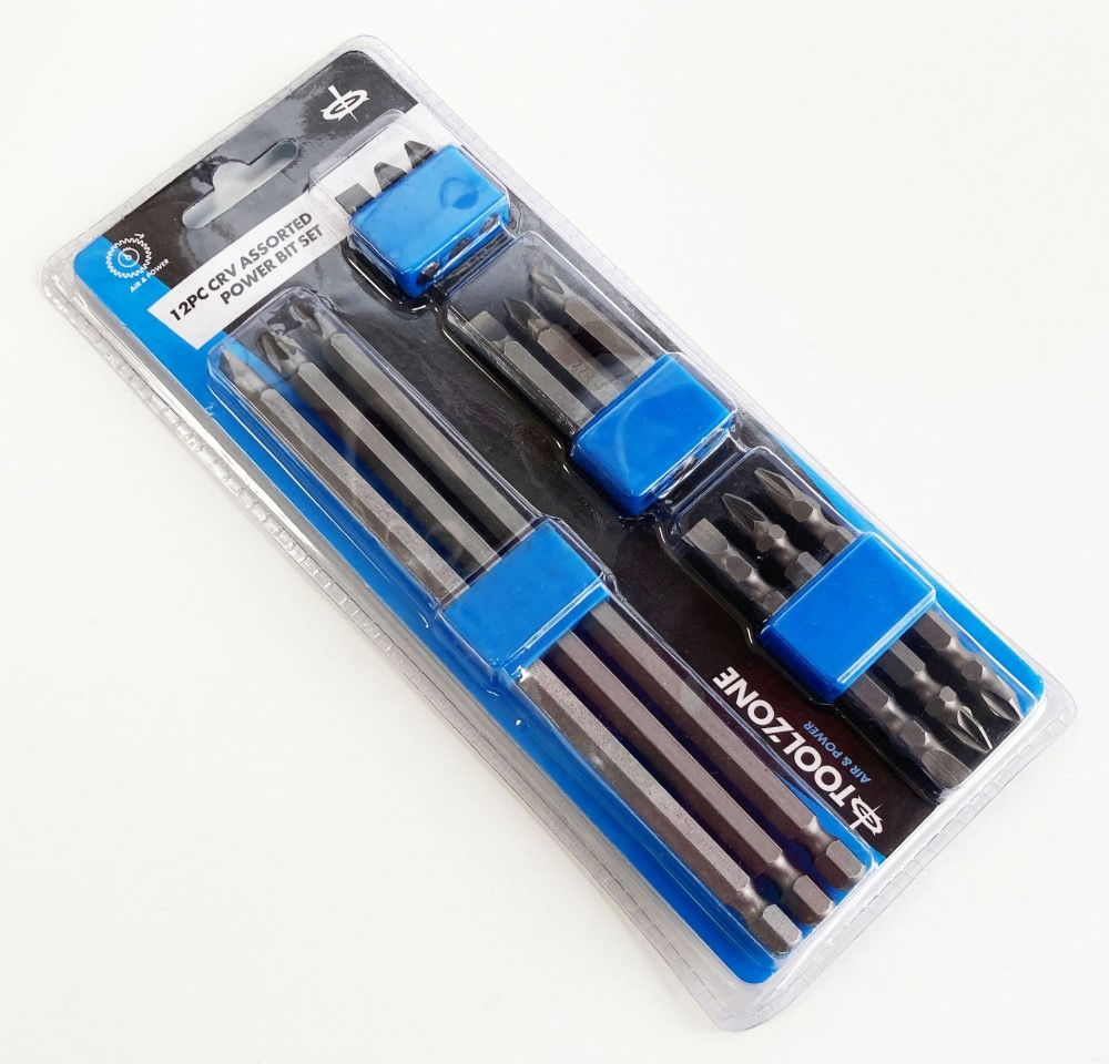 POWER BIT SET ASSORTED 12PC PH2 PZ2 6mm LENGTHS 150mm 65mm 50mm 25mm - TOOLZONE KDPSD230