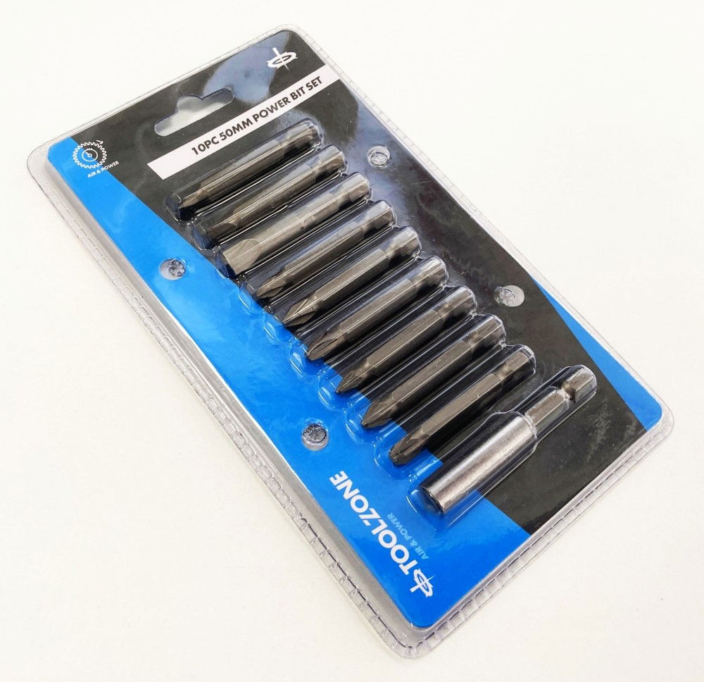 POWER BIT SET CRV SINGLE ENDED 10PC SLOT 4-8mm PH 1-3 PZ 1-3 - TOOLZONE KDPSD233