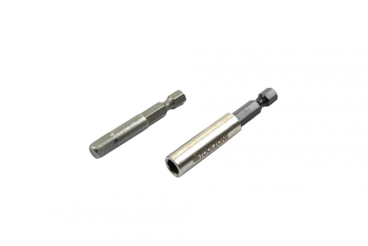 MAGNETIC BIT HOLDER AND ADAPTOR 2PC 1/4 DRIVE 50mm 60mm - TOOLZONE KDPSD240