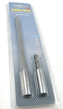 SCREWDRIVER BIT HOLDER SET 2PC 60mm 150mm 1/4 HEX SHANK MAGNETIC - TOOLZONE KDPSD271