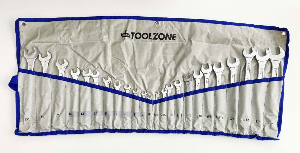 COMBINATION SPANNER SET 24PC METRIC/AF DROP FORGED CHROME PLATED - TOOLZONE KDPSP011