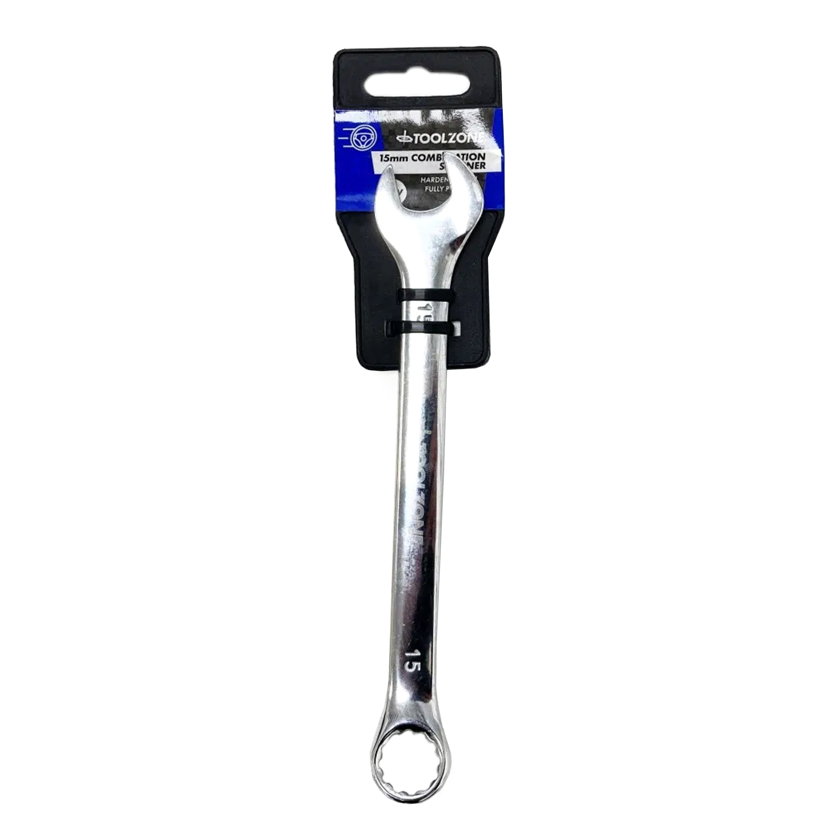 COMBINATION SPANNER 15mm CHROME VANADIUM POLISHED - TOOLZONE KDPSP018