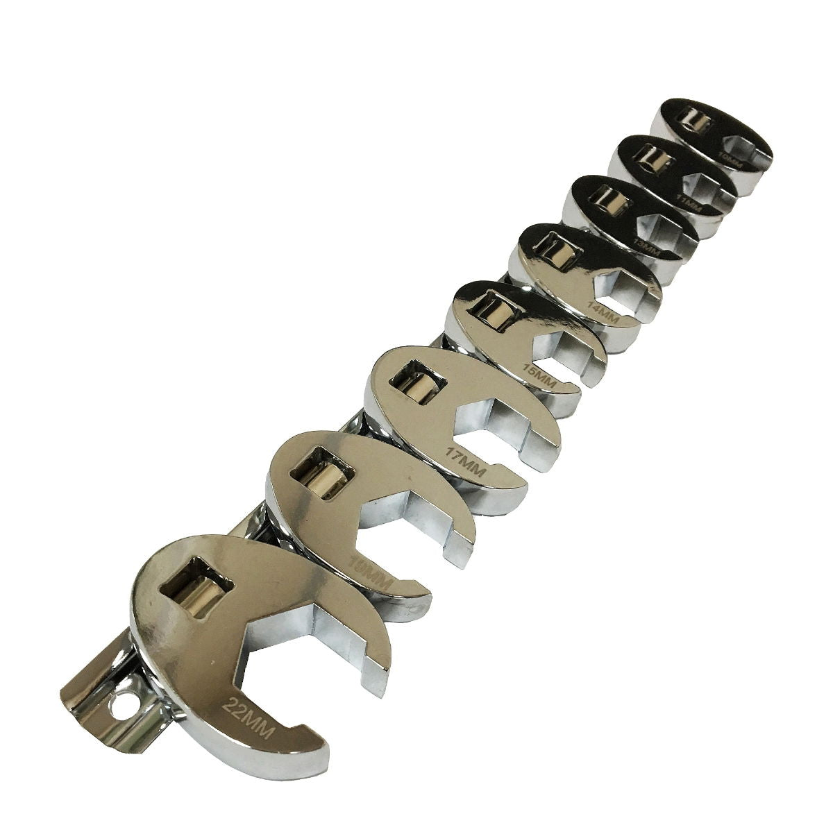 CROWSFOOT SPANNER SET 8PC 3/8 DRIVE 10mm TO 22mm POLISHED - TOOLZONE KDPSP039