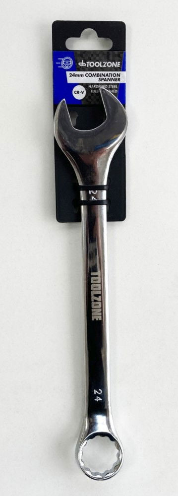 COMBINATION SPANNER 24mm POLISHED CHROME VANADIUM - TOOLZONE KDPSP117