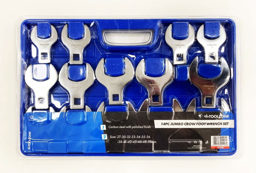 CROWS FOOT WRENCH SET 14pc JUMBO METRIC 1/2 DR FULLY POLISHED - TOOLZONE KDPSP140