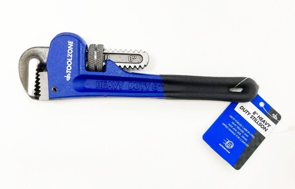 STILLSON WRENCH 8 DROP FORGED CARBON STEEL MAX JAW 30mm - TOOLZONE KDPSP180
