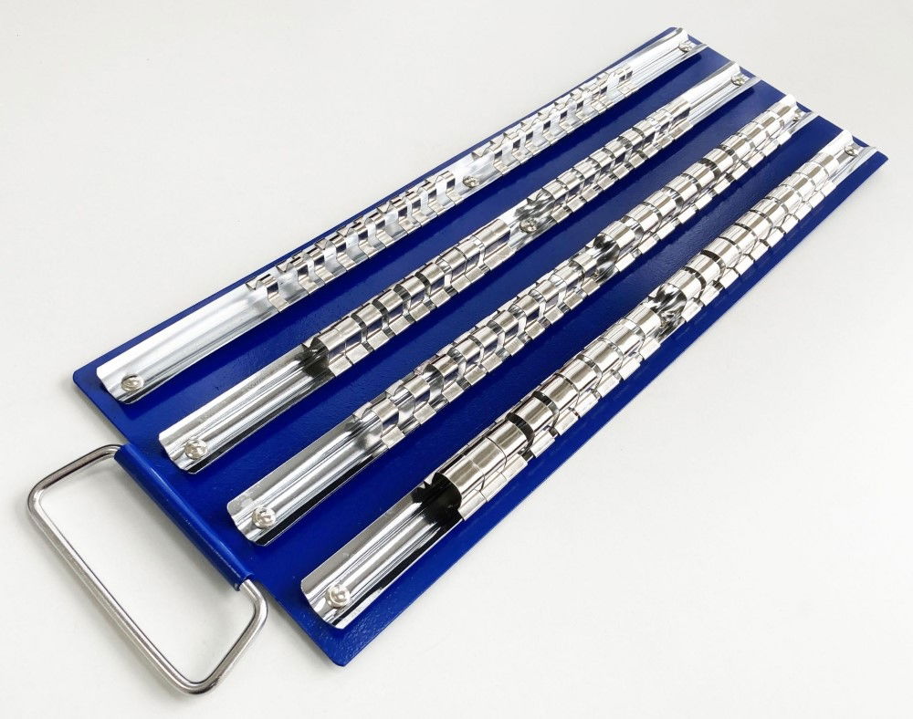 SOCKET TRAY 80 CLIP METAL WITH FIXED RAILS 1/4 3/8 1/2 - TOOLZONE KDPSS001