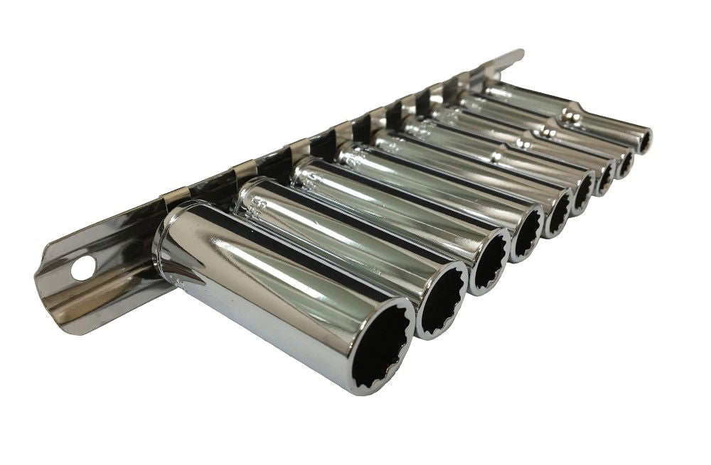 SOCKET SET 1/4 DRIVE DEEP AF 9pc 3/16-1/2 CRV POLISHED - TOOLZONE KDPSS035