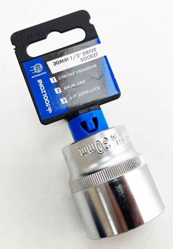 SOCKET 1/2 DRIVE 30mm CRV SATIN SINGLE HEX - TOOLZONE KDPSS087