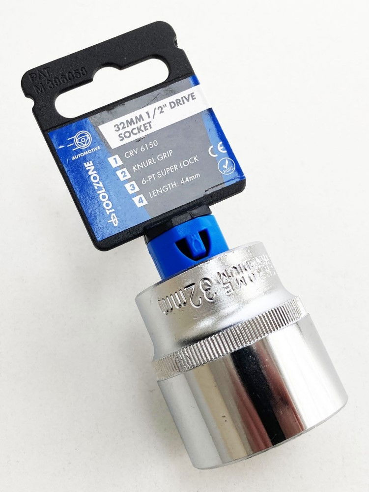 SOCKET 1/2 DRIVE 32mm CRV SATIN SINGLE HEX - TOOLZONE KDPSS088