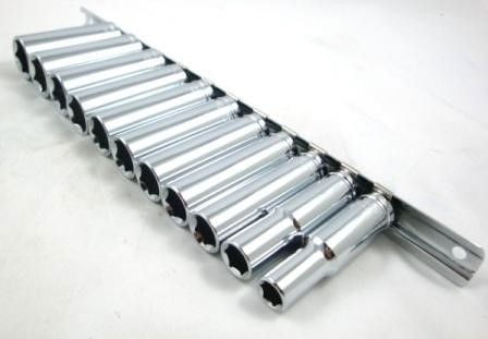 SOCKET SET 3/8 DRIVE DEEP CRV 11 PIECES 8-19mm SINGLE HEX - TOOLZONE KDPSS097