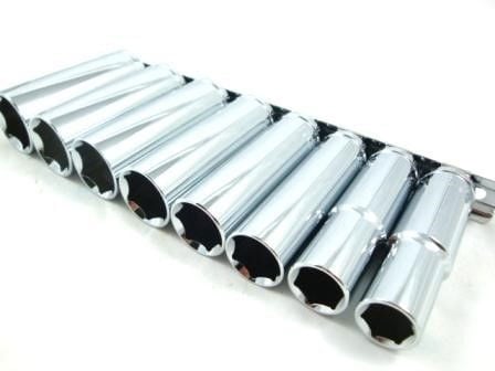 SOCKET SET 1/2 DRIVE DEEP CRV 8 PIECES 13-24mm SINGLE HEX - TOOLZONE KDPSS098