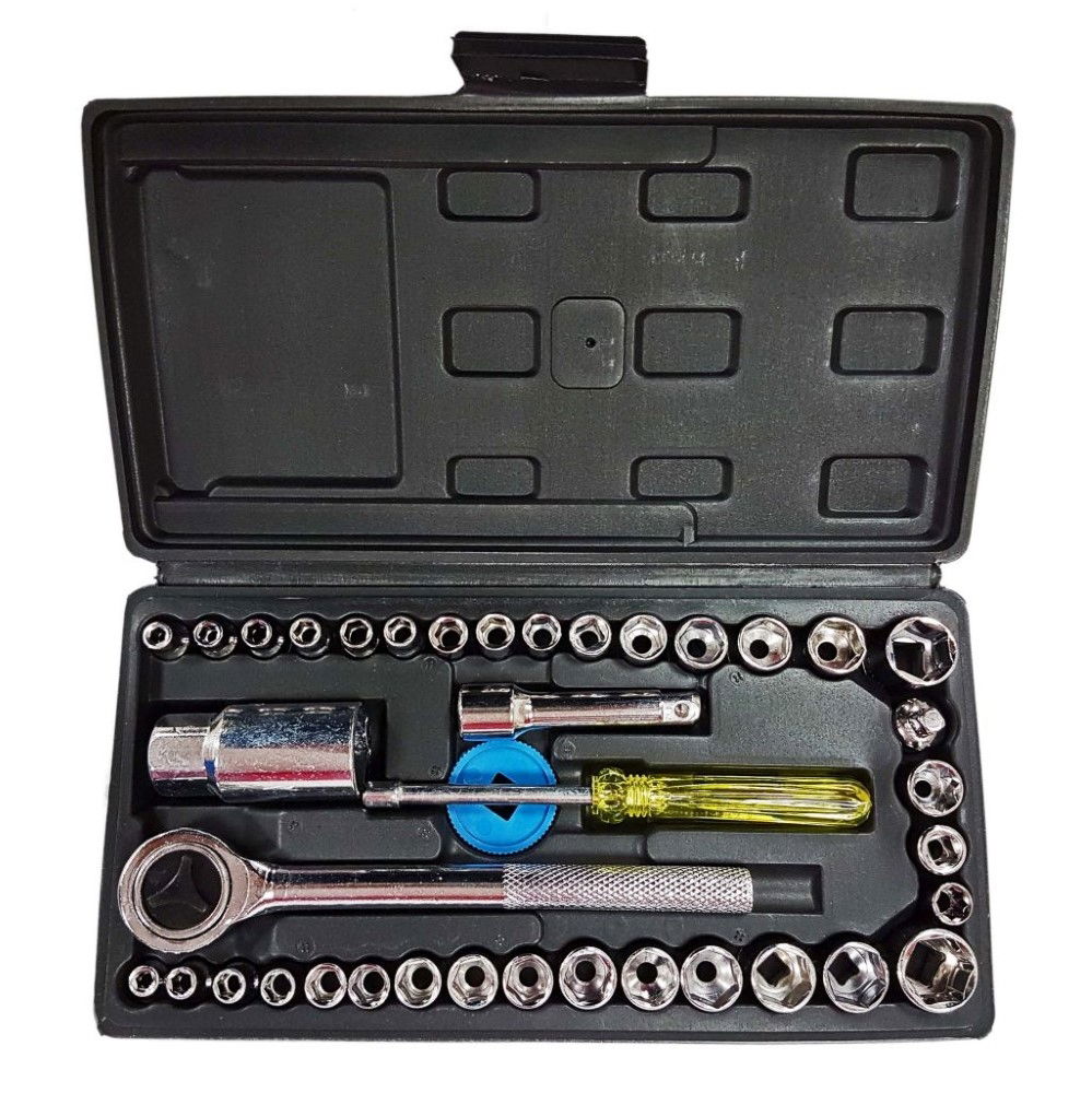 SOCKET SET 1/4 & 3/8 DRIVE BASIC 40 PIECES METRIC & AF - TOOLZONE KDPSS101
