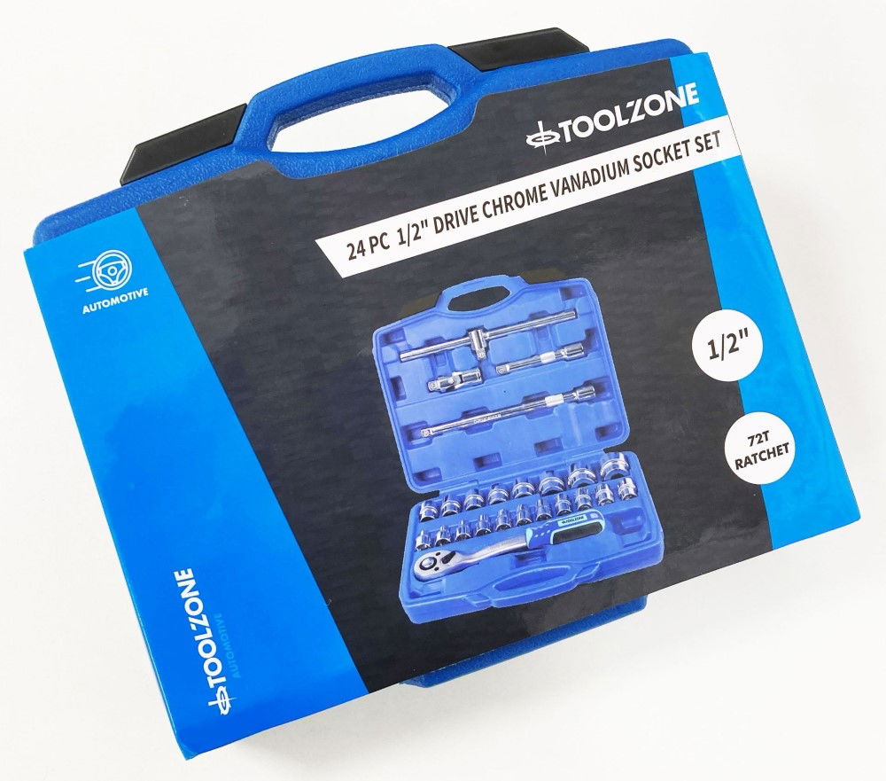 SOCKET SET 1/2 DRIVE PRO CRV 24 PIECES 10-24mm 27mm 30mm 32mm - TOOLZONE KDPSS108