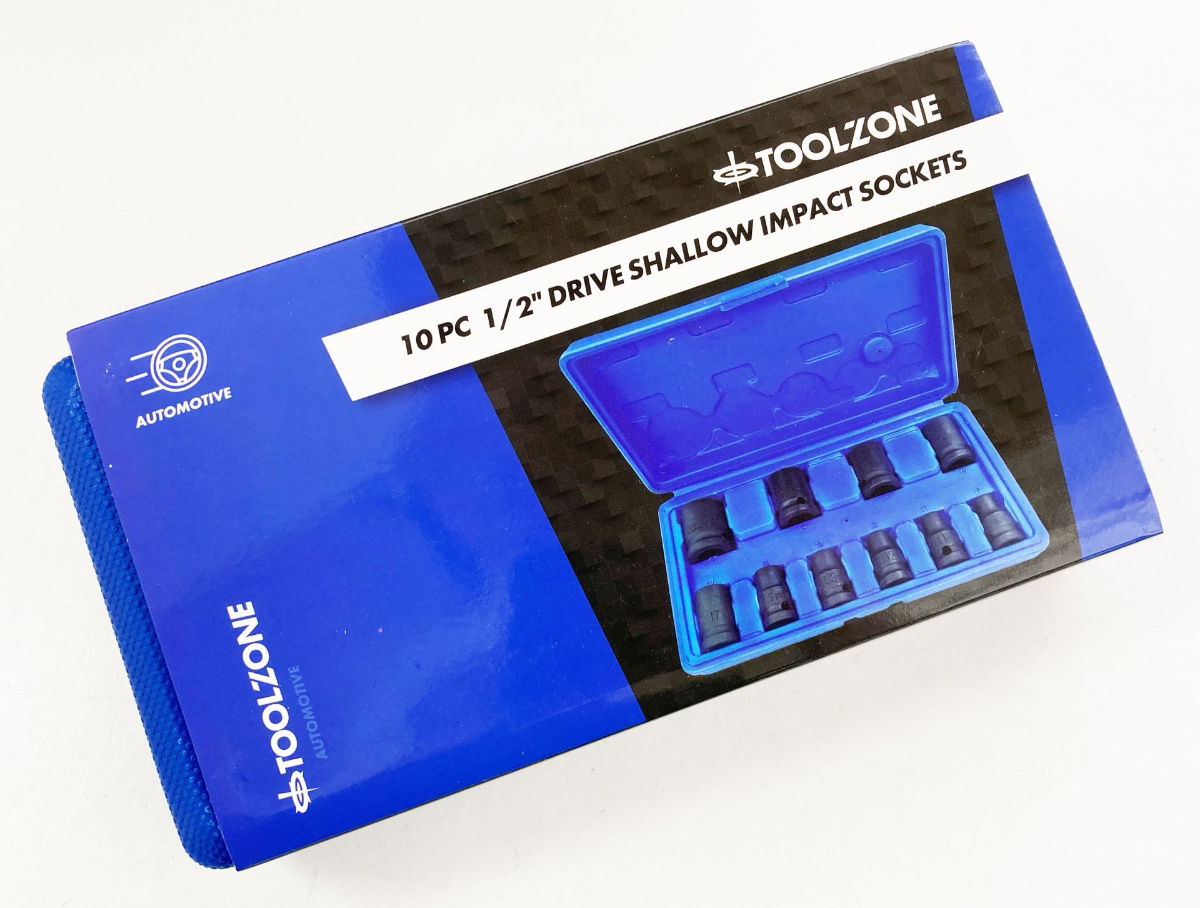 IMPACT SOCKET SET 1/2 DRIVE SHALLOW 10 PIECES 10-24mm - TOOLZONE KDPSS125