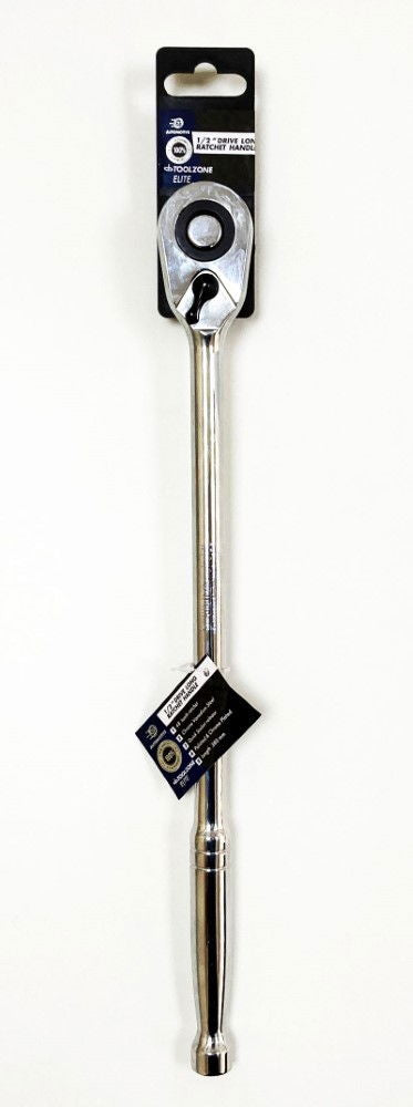 RATCHET HANDLE EXTRA LONG 1/2 DRIVE 375mm POLISHED CRV - TOOLZONE KDPSS200