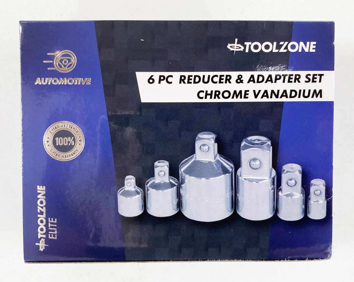 ADAPTOR SET 6 PIECES CRV SATIN FINISH - TOOLZONE KDPSS203