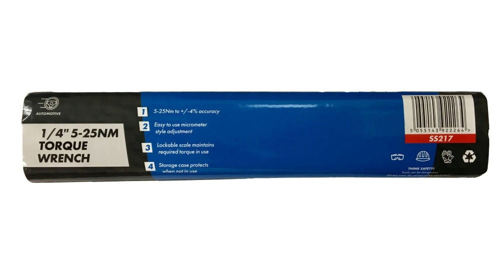 TORQUE WRENCH 1/4 DRIVE 5-25nm 280mm RATCHET HEAD - TOOLZONE KDPSS217