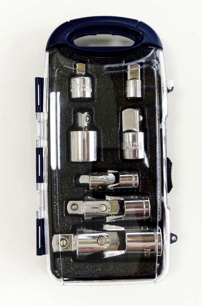 ADAPTOR AND UNIVERSAL JOINT SET 7 PIECES CRV 1/4, 3/8, 1/2 - TOOLZONE KDPSS221