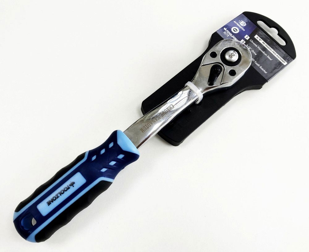 RATCHET HANDLE 3/8 DRIVE 90 TEETH 3 COLOUR CRV - TOOLZONE KDPSS231